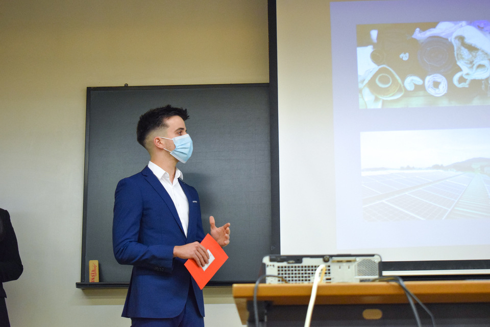 student presenting